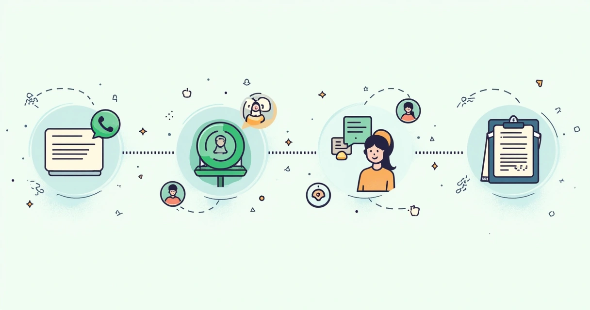 Fluxo visual de atendimento IA em PME com etapas de captação, qualificação e encaminhamento 