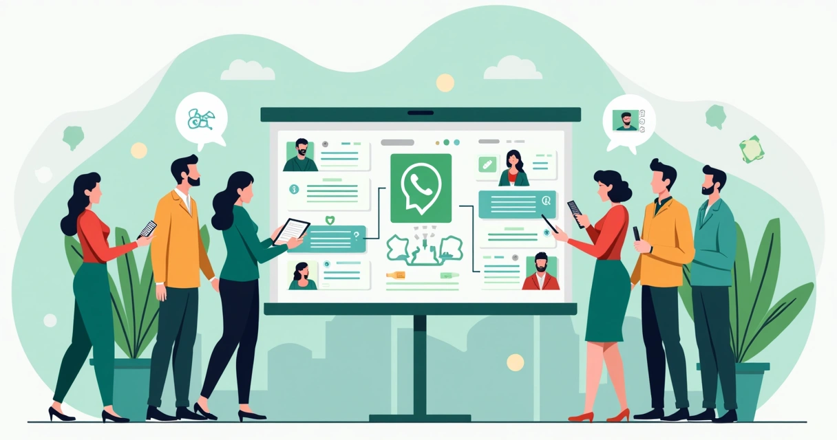 Equipe reunida analisando CRM e WhatsApp integrados