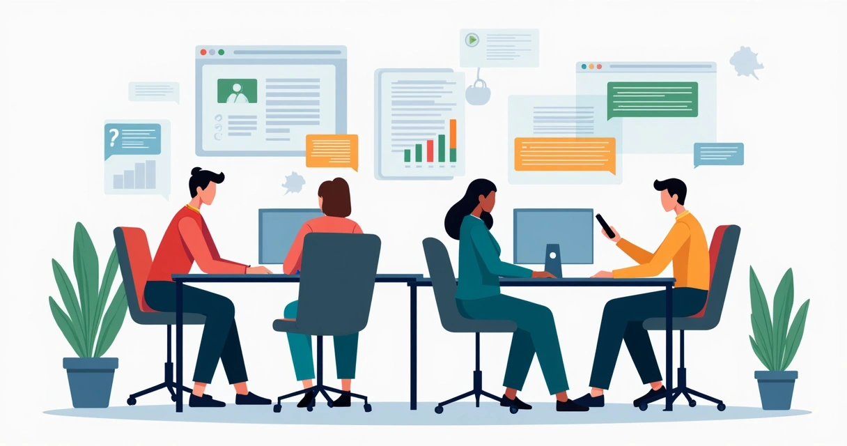 Equipe de vendas de pequena empresa utilizando ferramentas digitais para automatizar o acompanhamento de leads 
