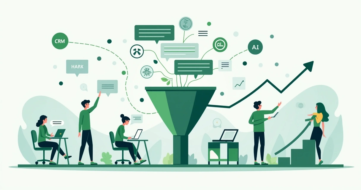 Fluxo de funil com mensagens, CRM e IA no WhatsApp