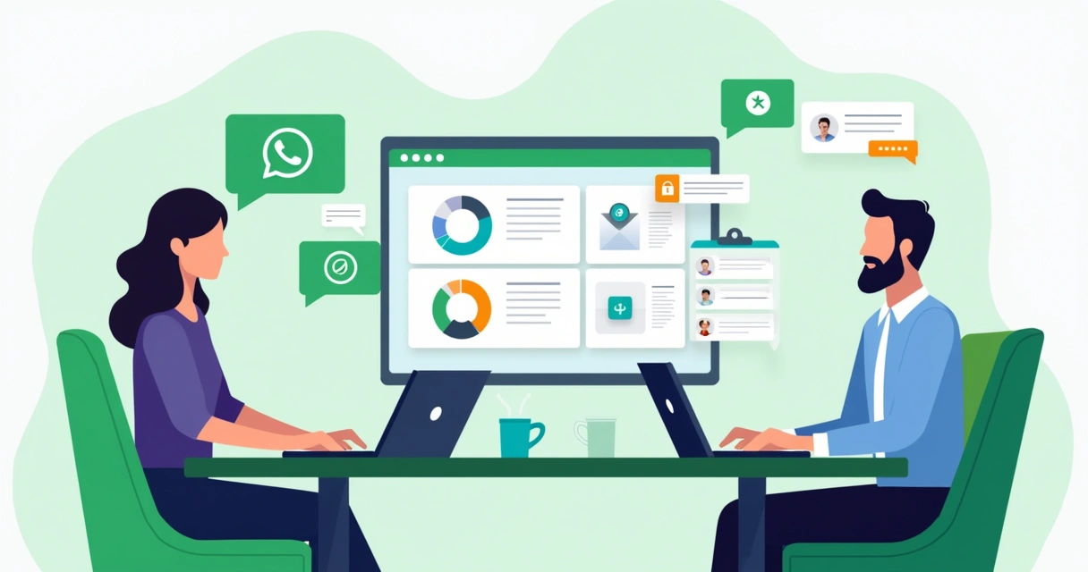 Equipe financeira com CRM e mensagens de WhatsApp