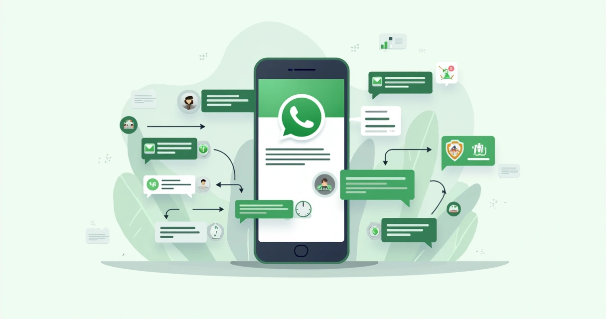Fluxo visual de atendimento no WhatsApp com etapas e mensagens 