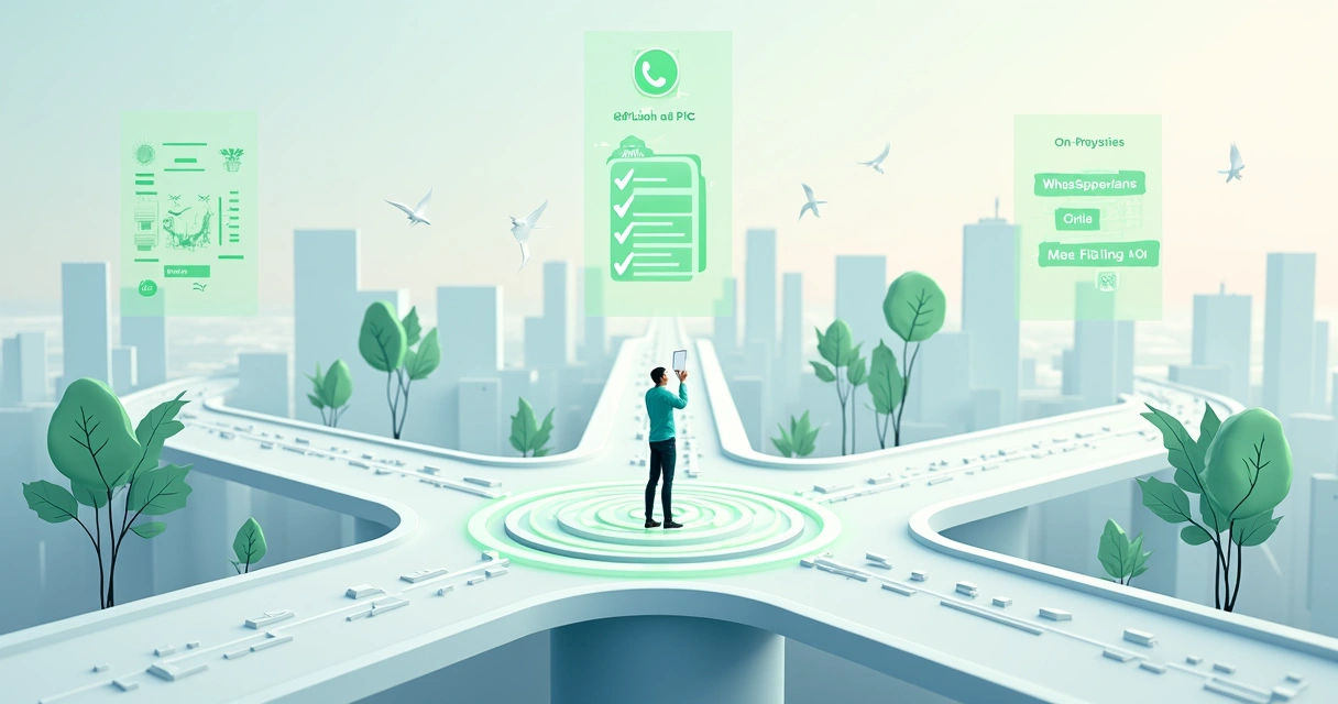 Comparação visual de caminhos para escolher plataforma WhatsApp Business API 