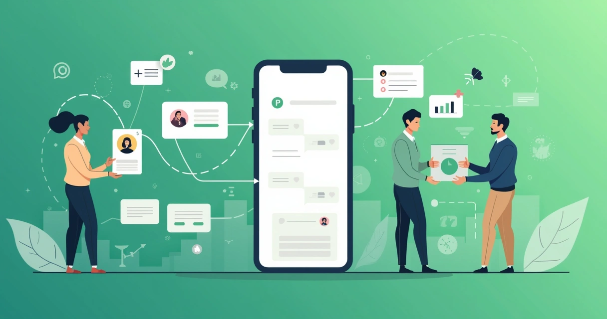 Fluxo de atendimento no WhatsApp com etapas de qualificação e repasse