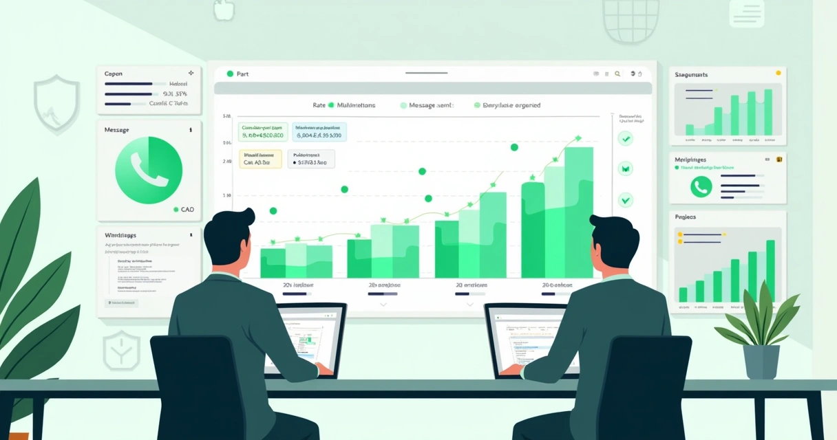 Painel de controle monitorando grande volume de envios no WhatsApp 