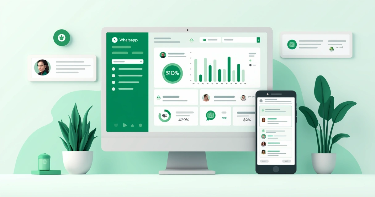 Painel com métricas de envios e respostas no WhatsApp